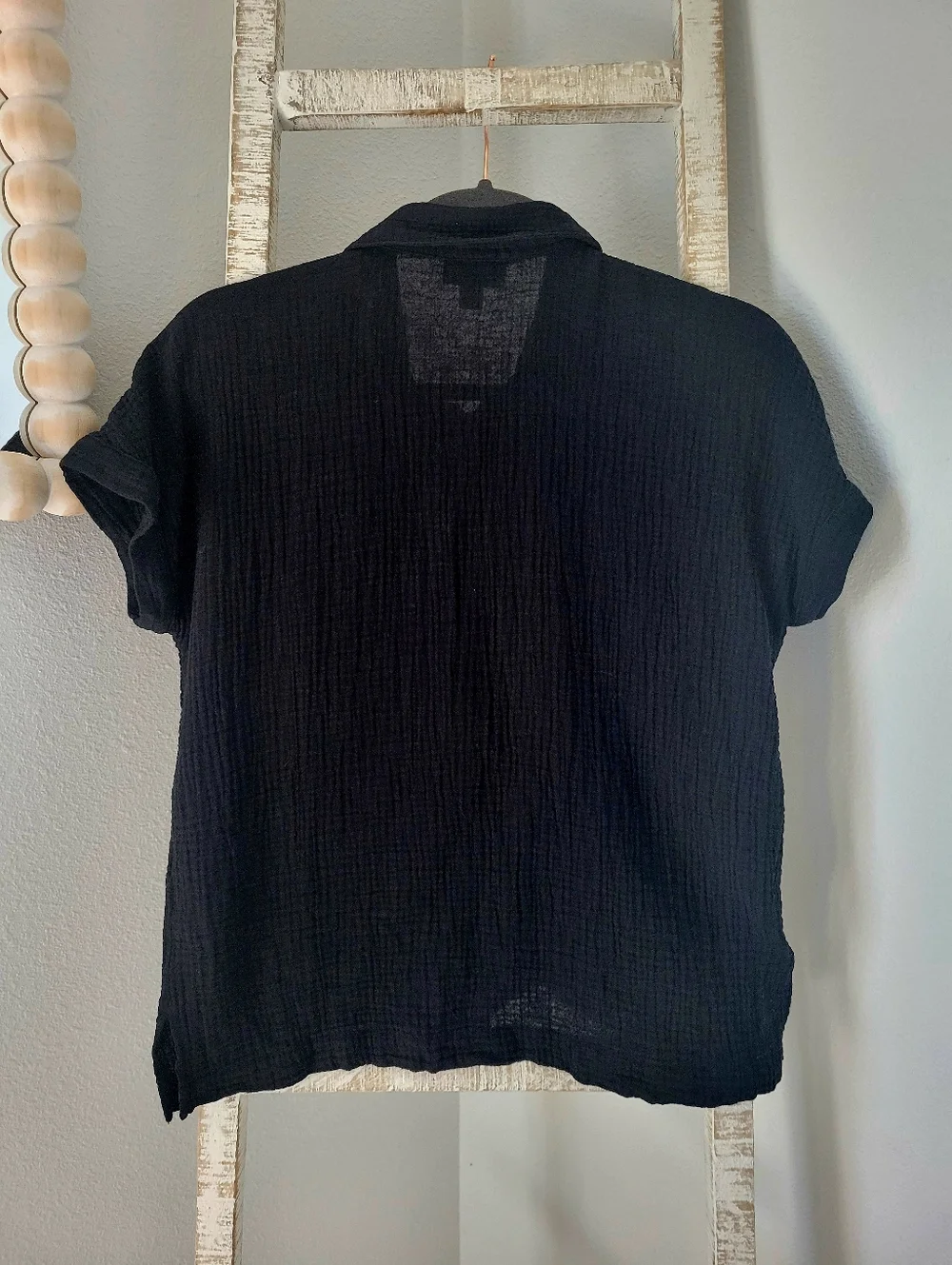 J. Jill 100% Cotton Black Double Gauze Petite XS Button Up - Picture 5 of 6
